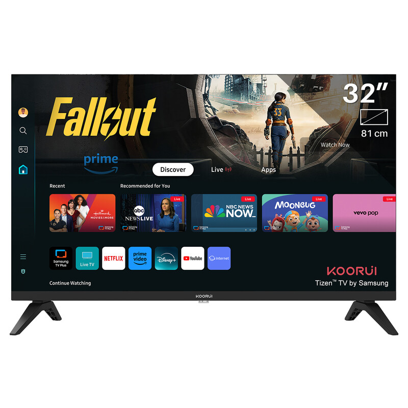 Koorui K32Q1FFQ-T8, 32 Zoll, Full Hd Qled, Tizen Tv, Kompakte Größe Mit Farbenfrohem Bildschirm, Dynamischer Sound Mit Dolby Audio, Hochwertiges