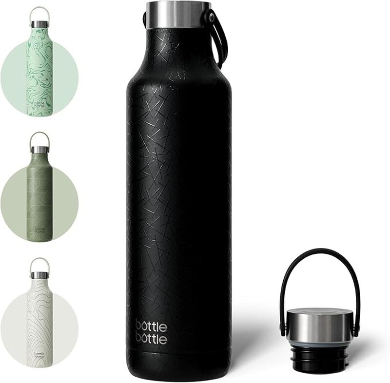 Bottle Bottle Isolier-Isolier-Wasserflasche mit Griff 600 ml Schwarz, Neujahr-Angebot, Top-Geschenkideen