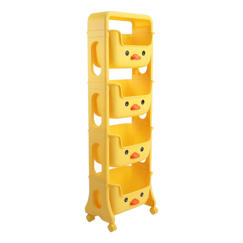 LIVINGANDHOME 4-Tier Kids Toy Storage Organizer Rack, Bookshelf for Children's Room Nursery Home Décor Organizing Shelving Unit