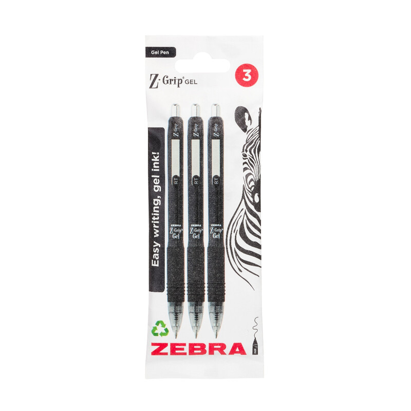Z-Grip Gel 3 Pack Black Ink