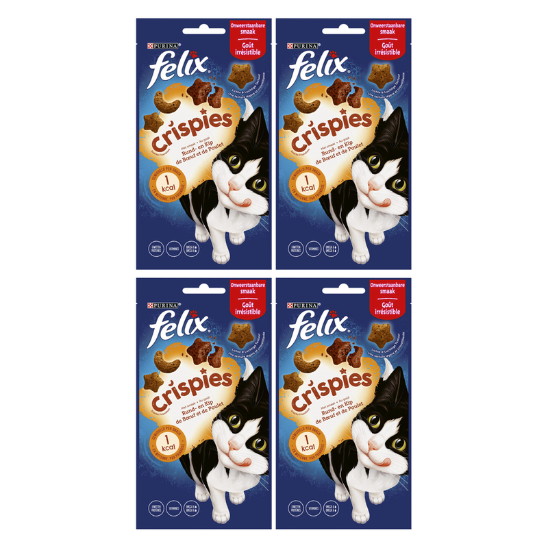 Felix Crispies Snack pour chats Bœuf et poulet*4