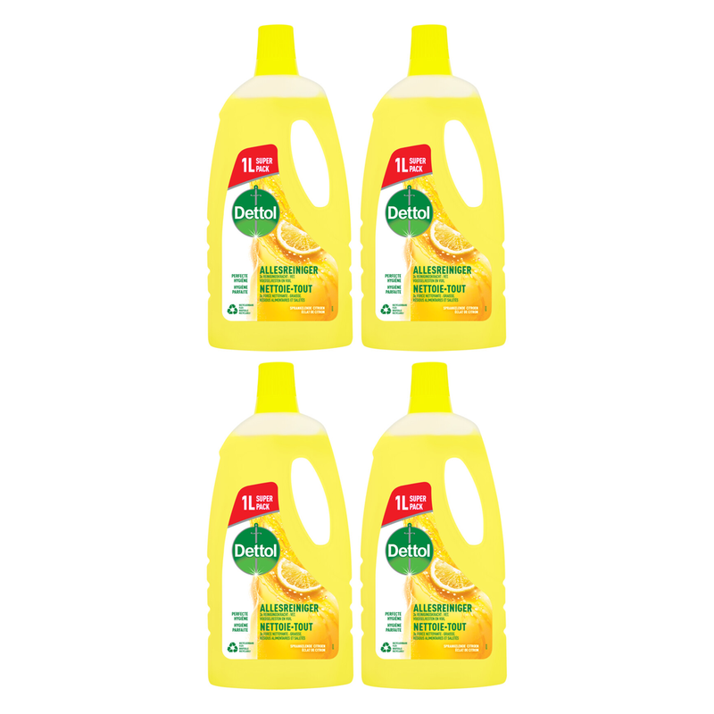 Dettol Nettoyant Puissance & fraîcheur Citron et citron vert 4 x 1 L