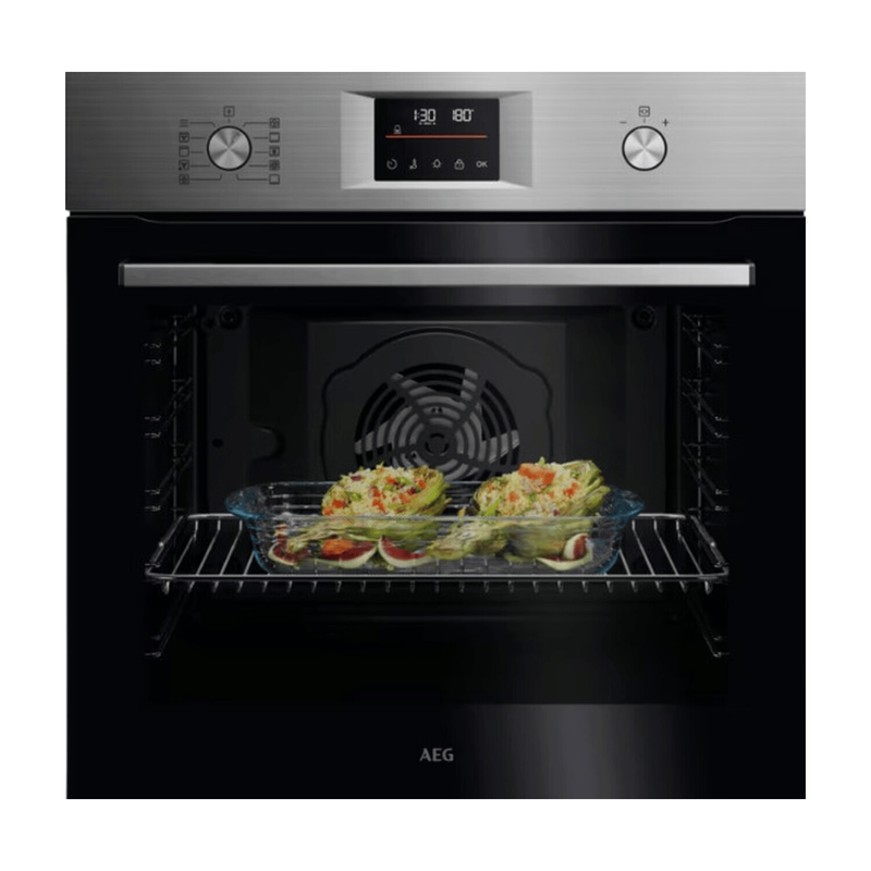 AEG OU5PB40SM Inbouw Elektrische Oven - 72 liter inhoud - Pyrolytische zelfreiniging - Energieklasse A++ - 45 kookprogramma's - Zwart/Roestvrij staal