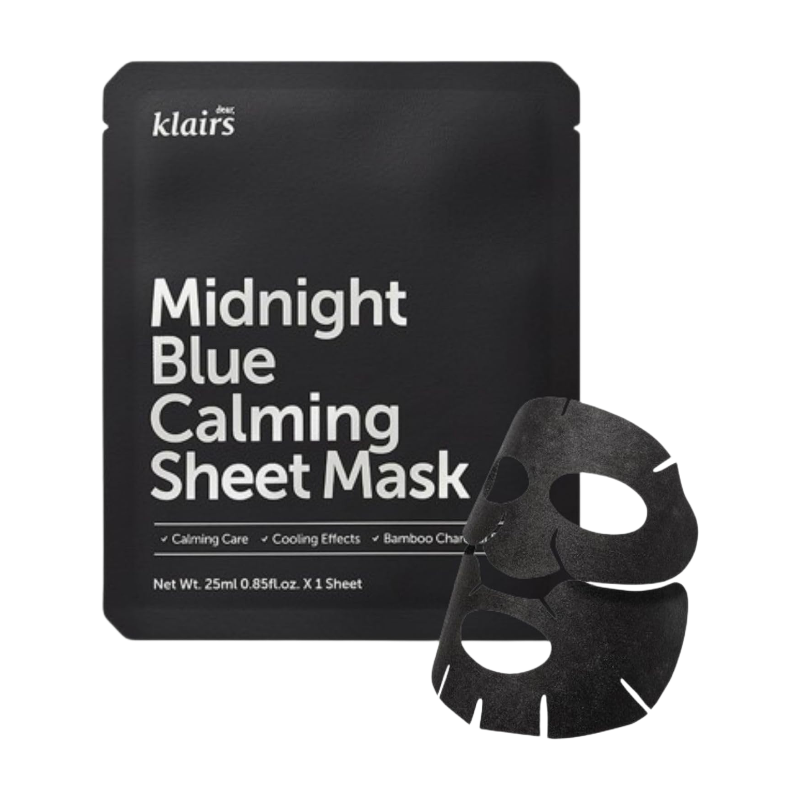 dear, klairs Masque en Tissu Apaisant Bleu Minuit 25 mL
