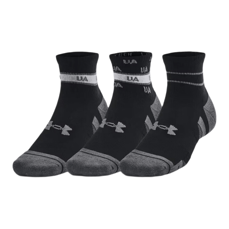 Under Armour Performance Tech™ 3-Pack Quarter Socks - Black/Castlerock