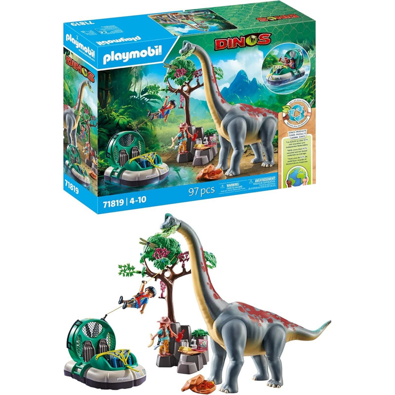 PLAYMOBIL Brachiosaurus mit Luftkissenboot
