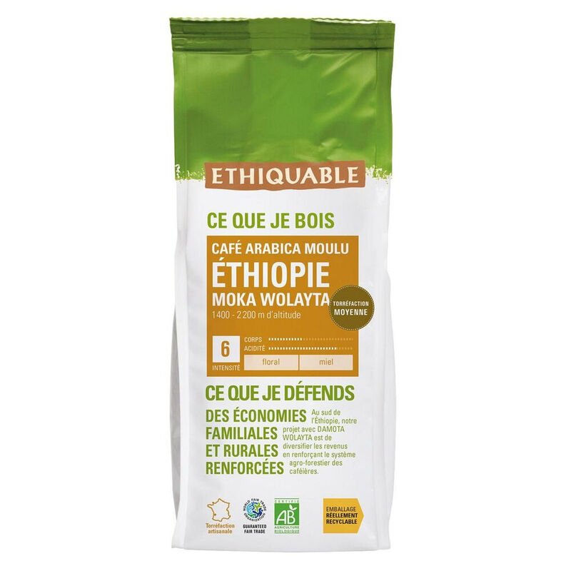 Café Moulu Pur Arabica Moka Ethiopie Bio Ethiquable Le Paquet De - vue 2
