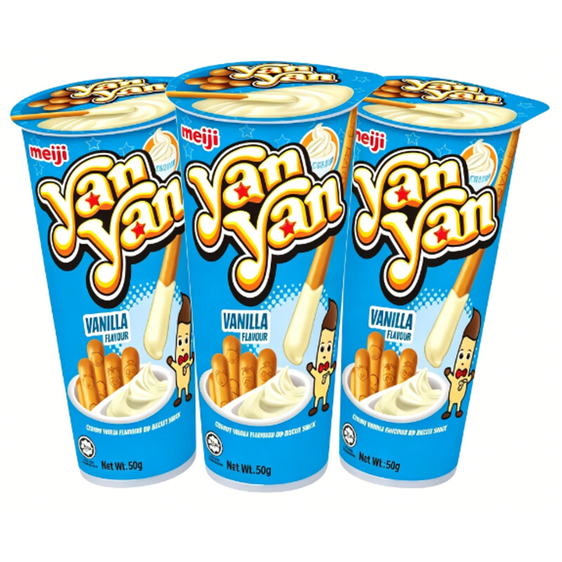 Meiji Yan Yan Biscuit Sticks with Vanilla Flavoured Dip 50g x 3pcs