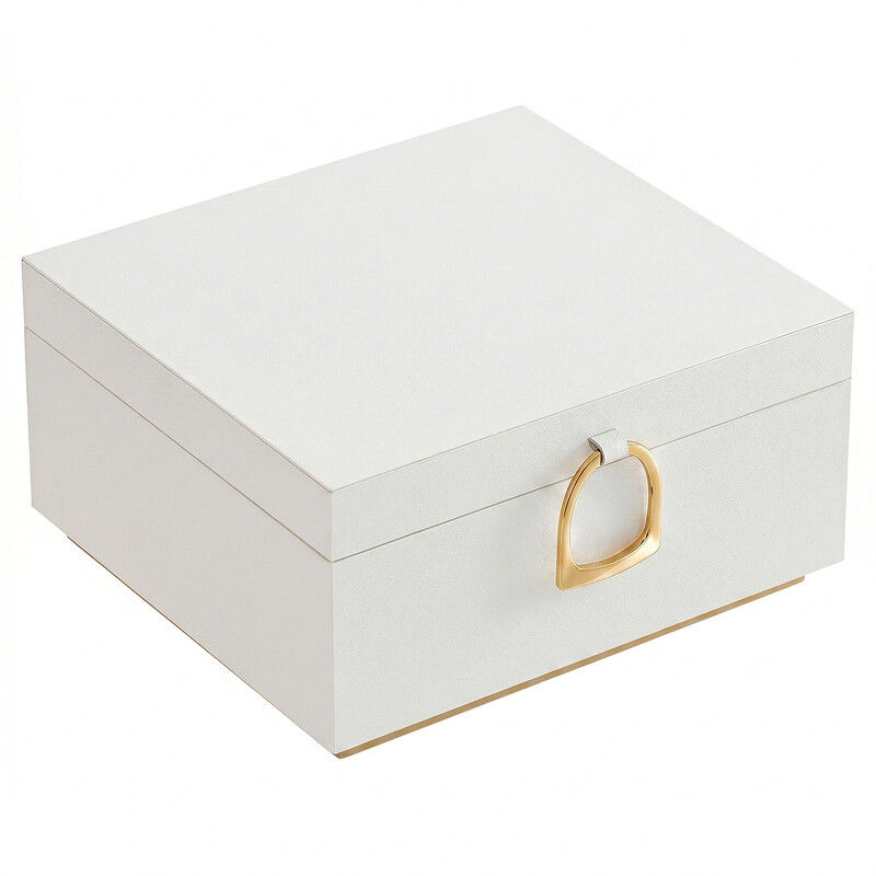 JOYFURNOS Sieradendoos met 2 Lagen, Sieraden Organizer met Handvat, Verwijderbare Sieradenschaal, Zwevend Effect, Cadeau-idee, Wit