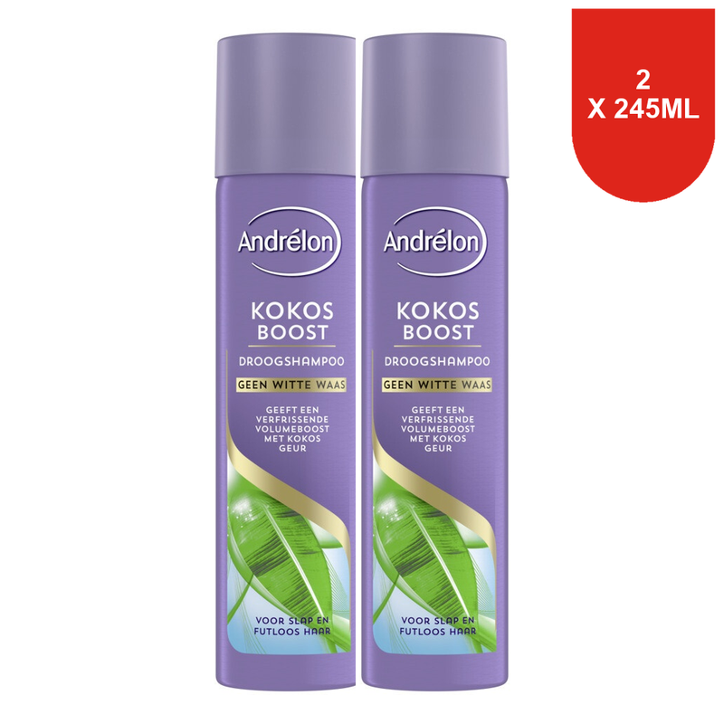 Andrélon Shampooing sec (Boost à la noix de coco) - 245 ml (Lot de 2)