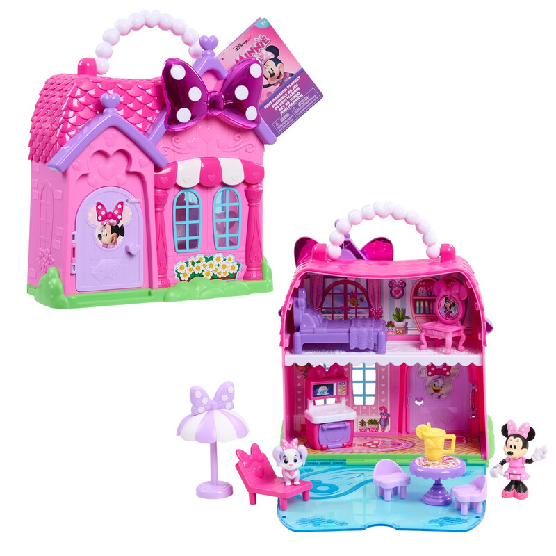Disney Minnie Mouse Mansion Stow & Go Playset: Portable Preschool Figure Toddler Toy with Carrying Case