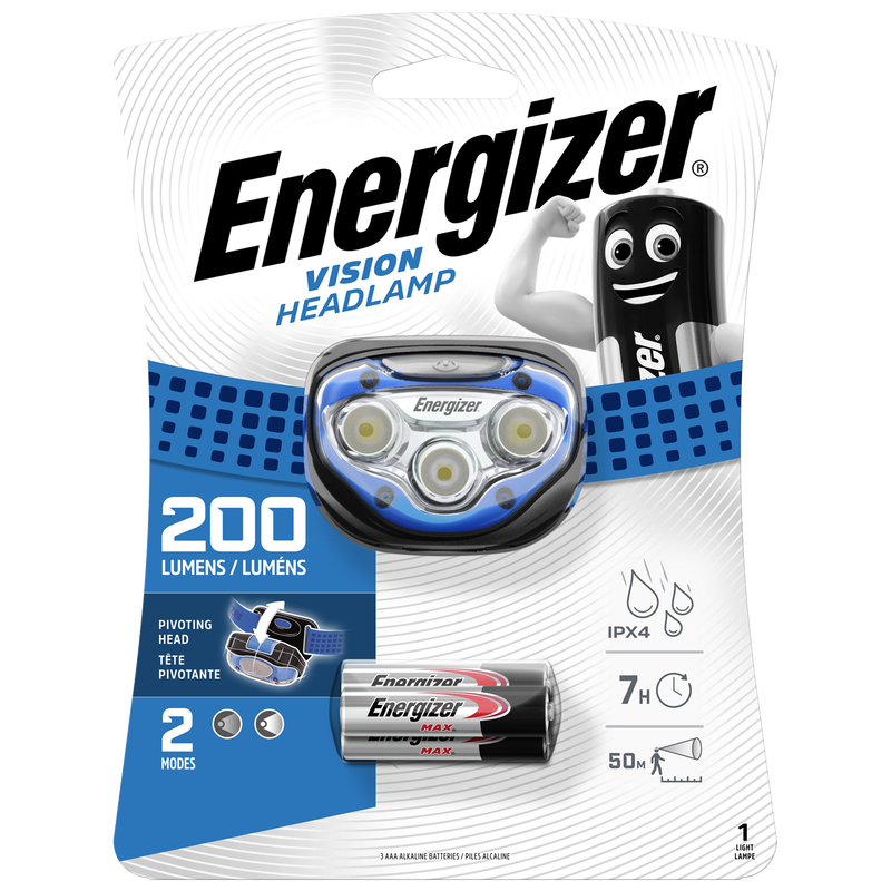 Vision Headlamp 200 Lumens + 3×AAA Batteries