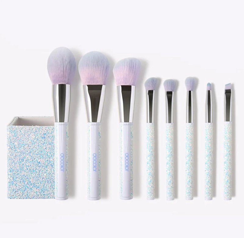 docolor 8-piece glitter brush set with holder (white)