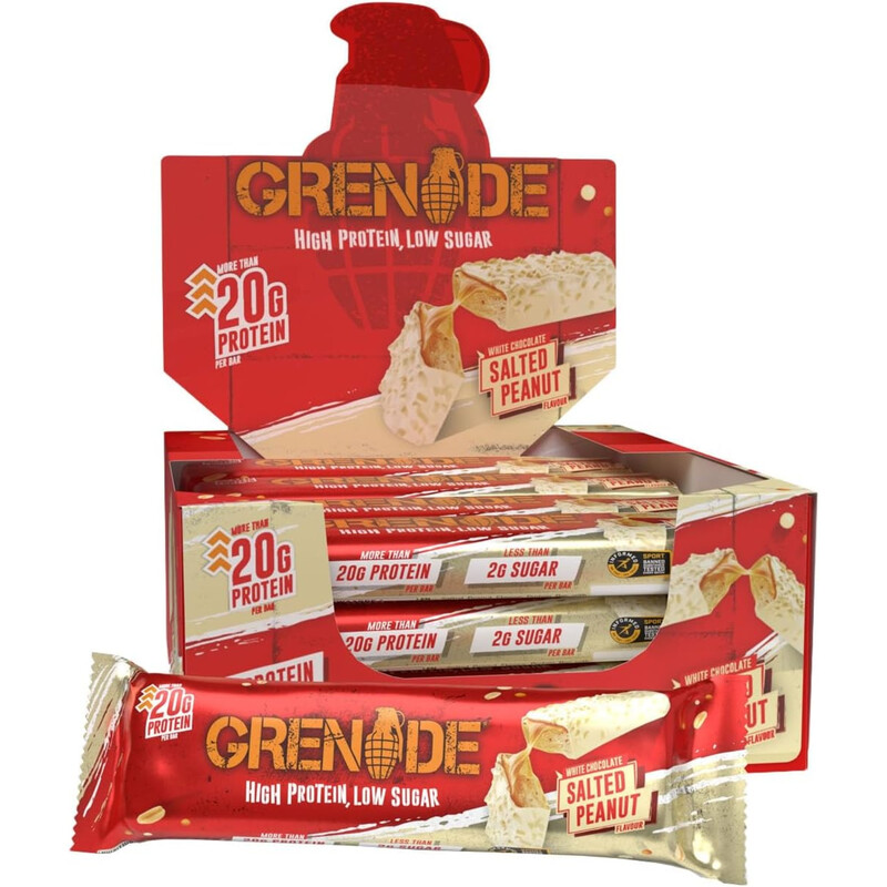 Grenade High Protein Low Sugar Protein Bar White Chocolate Salted Peanut Flavour - 12 x 60g