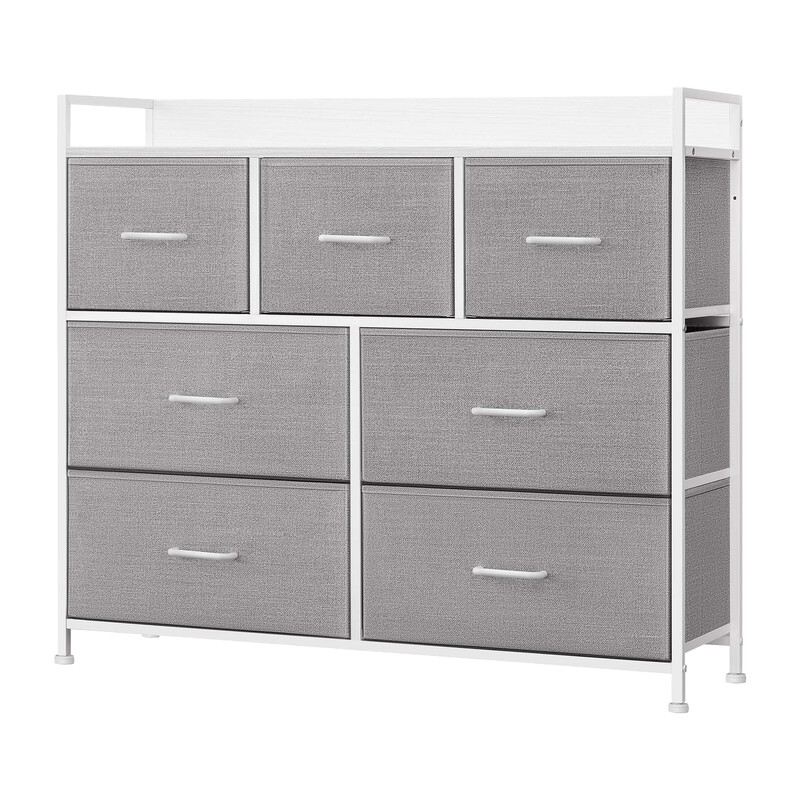 SONGMICSHOME Chest of Drawers, Dresser, Bedroom Furniture, Metal Frame, 7 Drawers, Mo