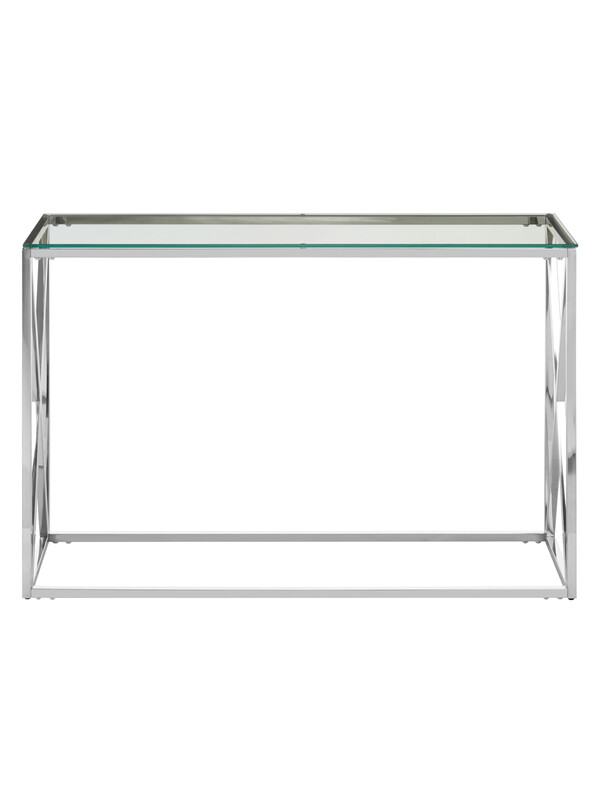 Console Table Allure Cross Square Silver Finish/Glass