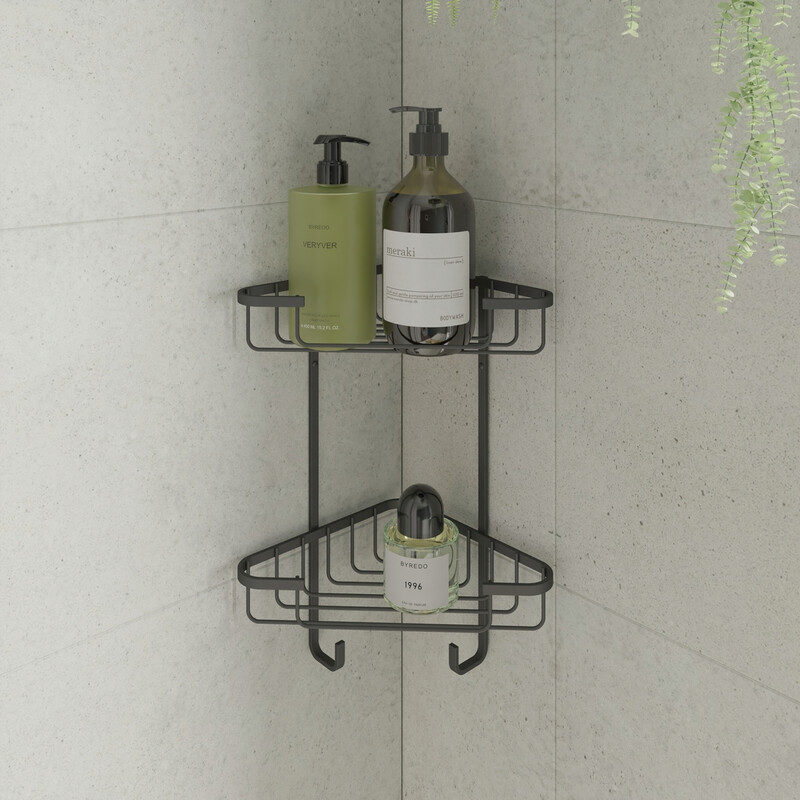Slimline Two Tier Corner Shower Caddy - Matte Black