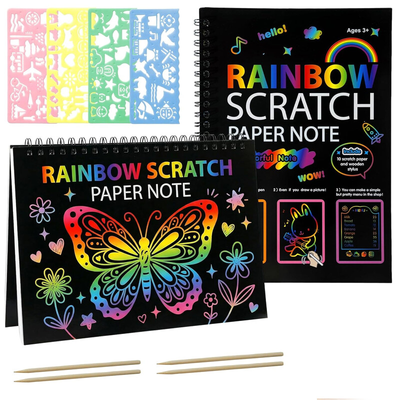 OSLINE Kids Scratch Art Drawing Pad, 2 Books
