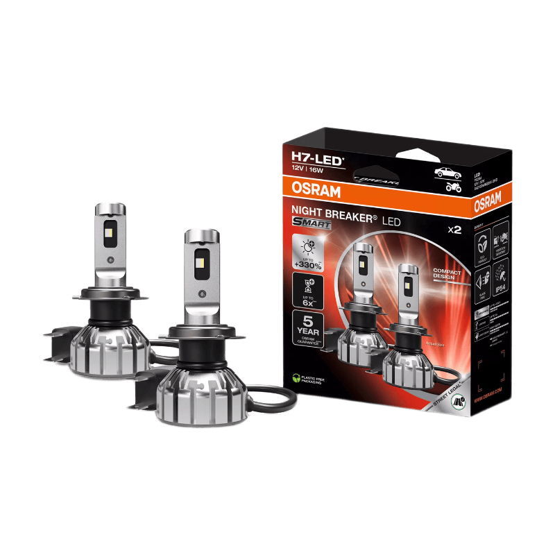 OSRAM NIGHT BREAKER LED SMART H7, 33% meer licht, 6000K, 12 V, LED hoofd- en standlicht met wegtoelating