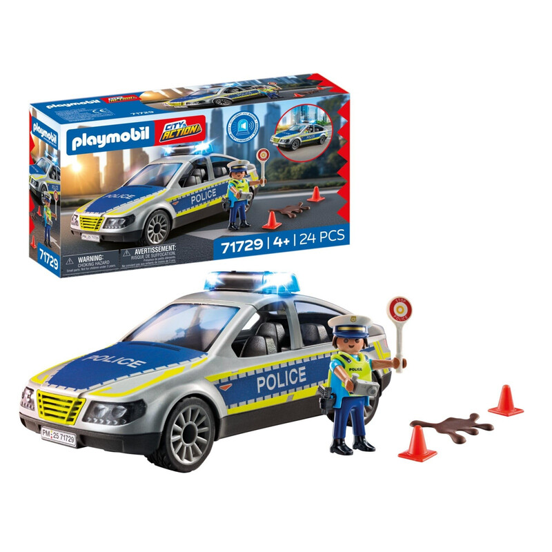 PLAYMOBIL City Action Polizeipatrouillenwagen mit Polizist-Figur, Auto mit Blaulicht, für Kinder ab 4 Jahren, 71729