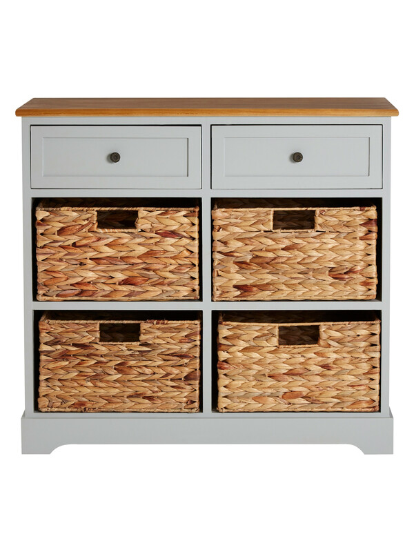 Storage Unit Vermont 2 Drawers 4 Baskets Grey/Natural