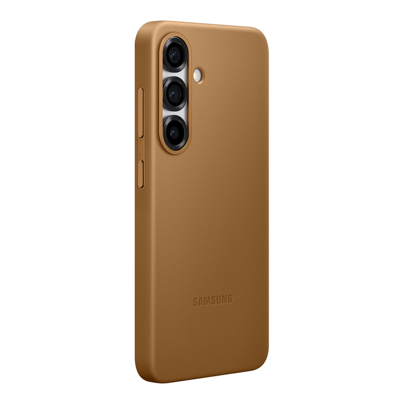 Samsung Galaxy S25+ faux leather case, bruin