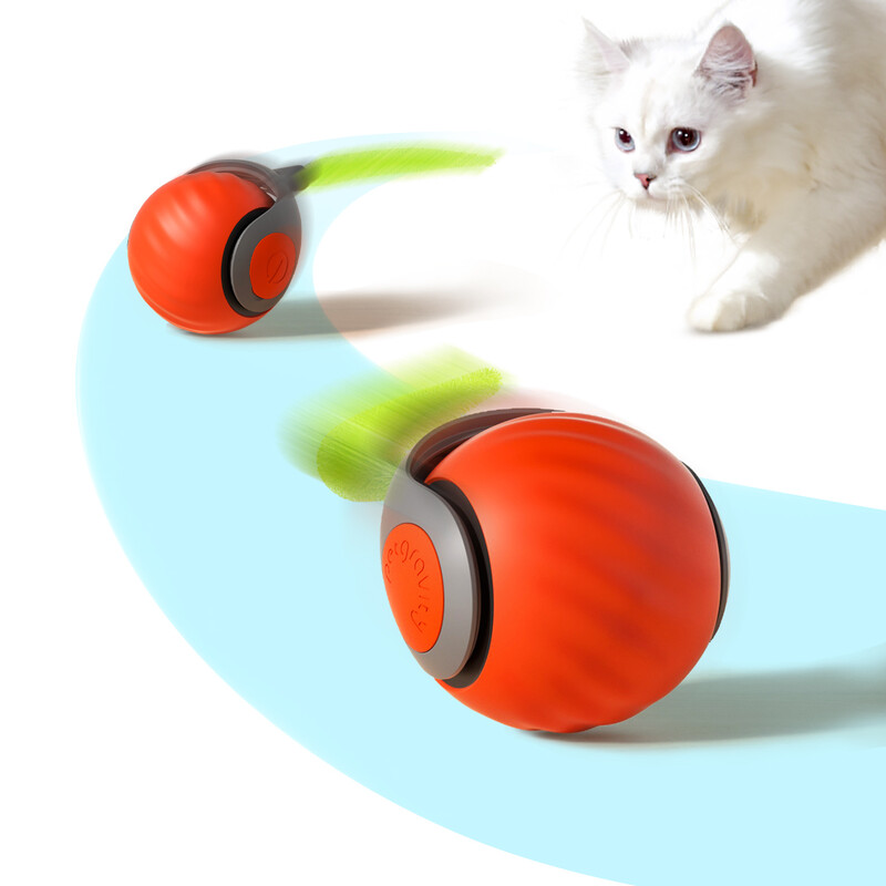 Speedy Sprint Ball Orange – Interactive Rechargeable Cat Toy with Random Movement