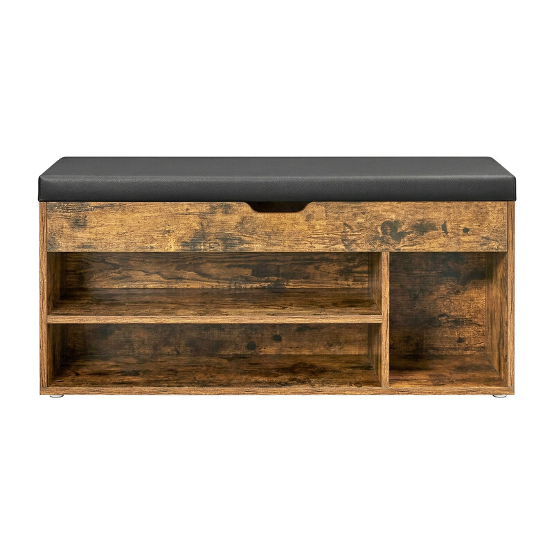 SONGMICSHOME Storage Bench with Cushion, Shoe Bench with Padded Seat, Entryway Bench