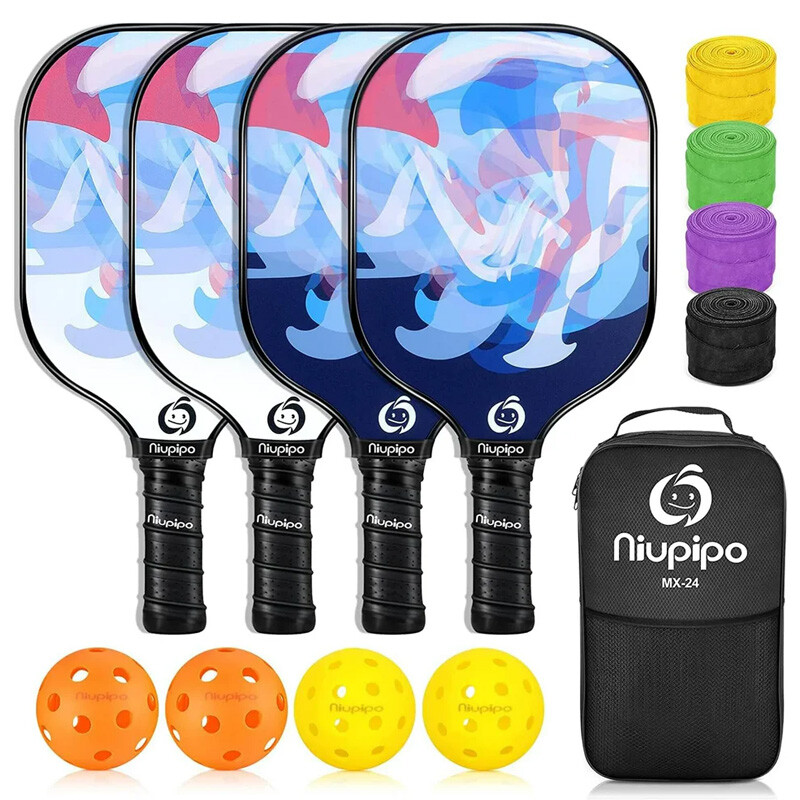 Pickleball Paddles Set of 4 – Fiberglass Material, Polypropylene Honeycomb Core, USAP