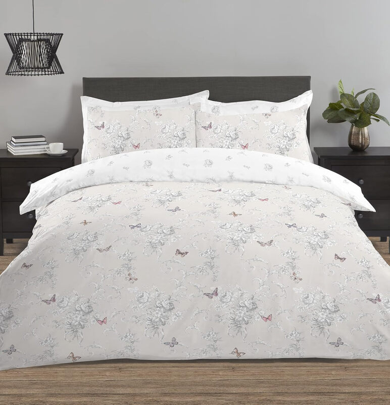 Duvet Cover Set Vanessa Reversible Grey Double