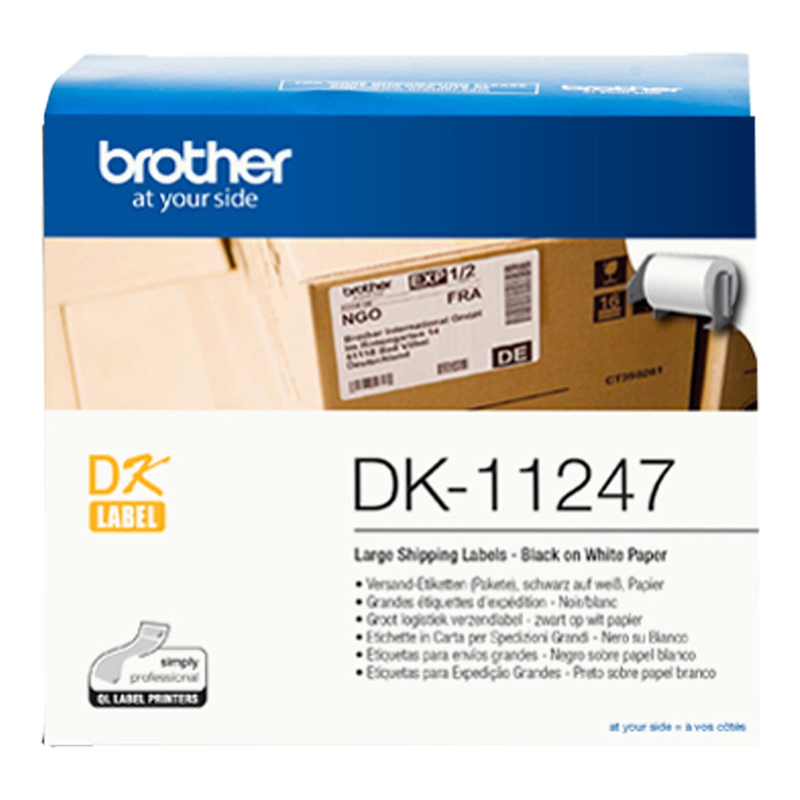 Brother DK-11247 labelprinter-tape zwart op wit