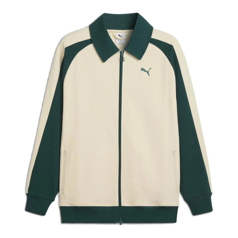 Puma T7 Relaxed Wing Collar Jacquard Track Jacket - Alpine Snow/Green Terrain