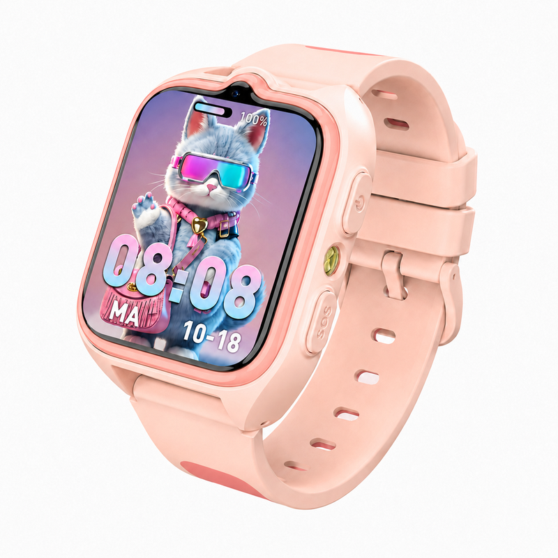 Blackview Z30 1,75" Smartwatch voor kinderen, Tap-to-Friends-functie, GPS+WiFi+LBS-positiebepaling, Stand-by>5 dagen, SOS-knop, 4G, Schoolmodus (geen games), IP68, Stappenteller, Roze