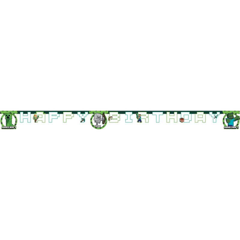 Minecraft Green/Light "Happy Birthday" Banner 2M