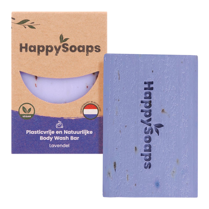 HappySoaps douchebar - lavendel - kalm & puur - 100% plasticvrij, veganistisch & diervriendelijk - 100 g