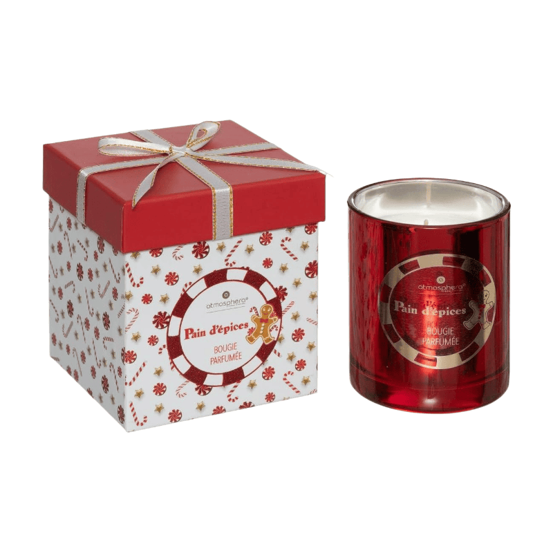 Geurkaars 210 gr met glazen pot met peperkoekprint
