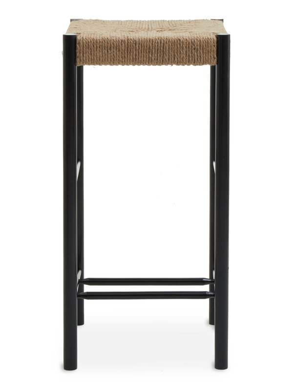 Bar Stool Bandar Beech Wood & Hemp Rope Black/Natural