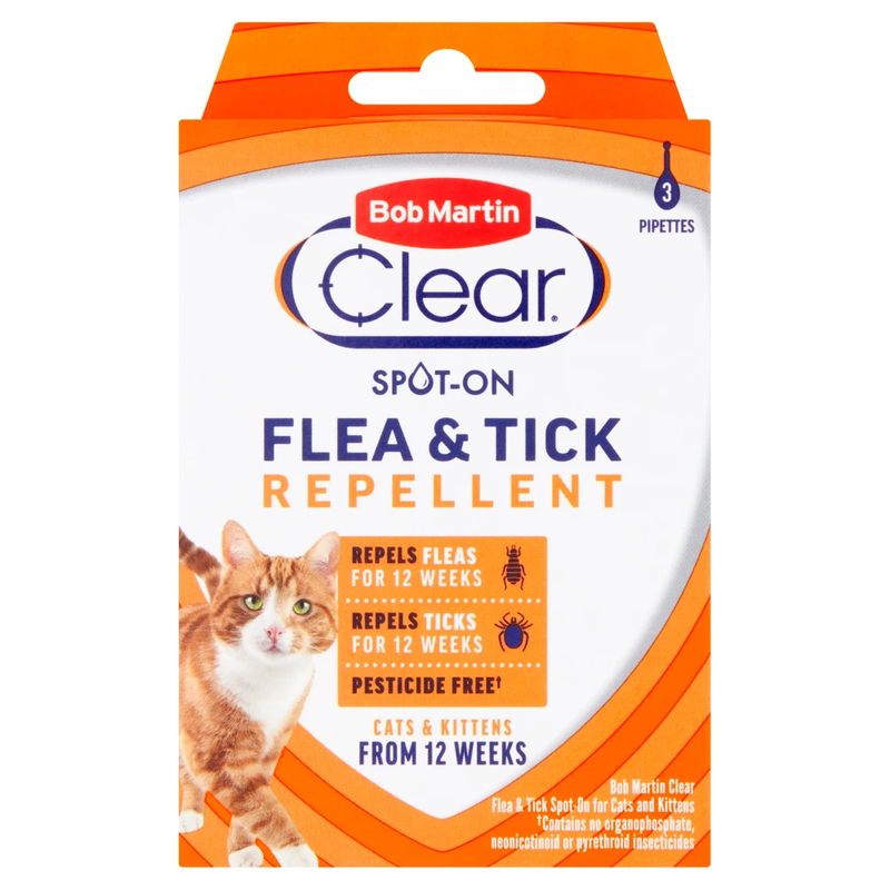 Clear Spot-On Flea & Tick Repellent Pipettes 3 x 0.9ml