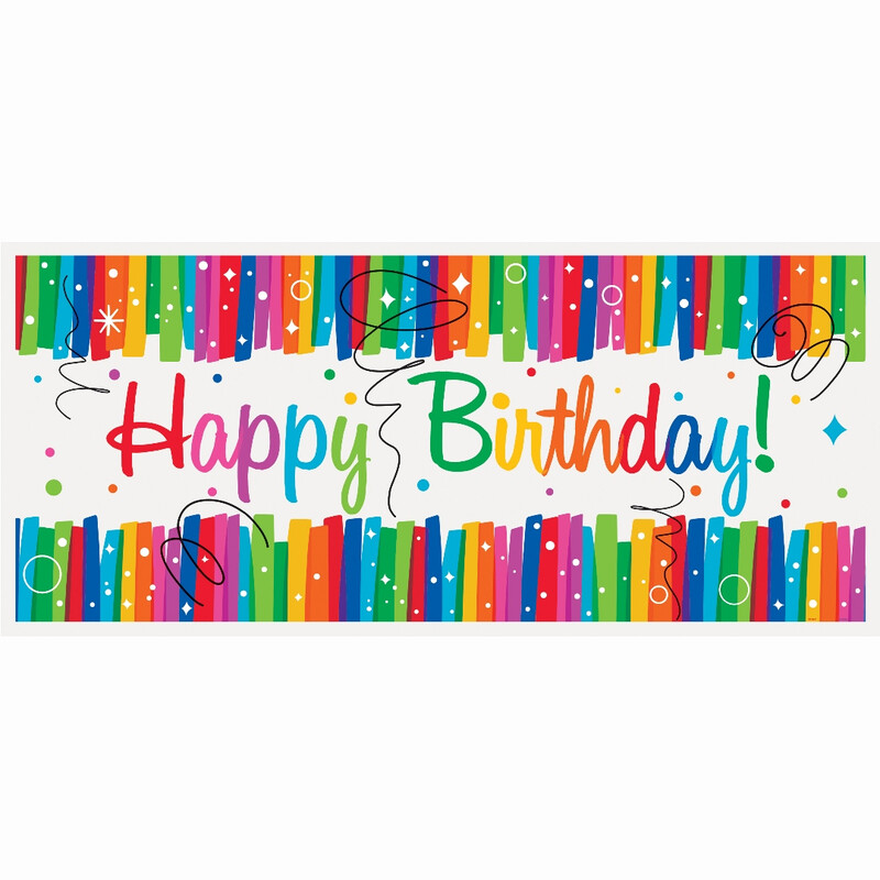 Unique Rainbow Ribbons Birthday Wall Banner, 1.52m x 68cm