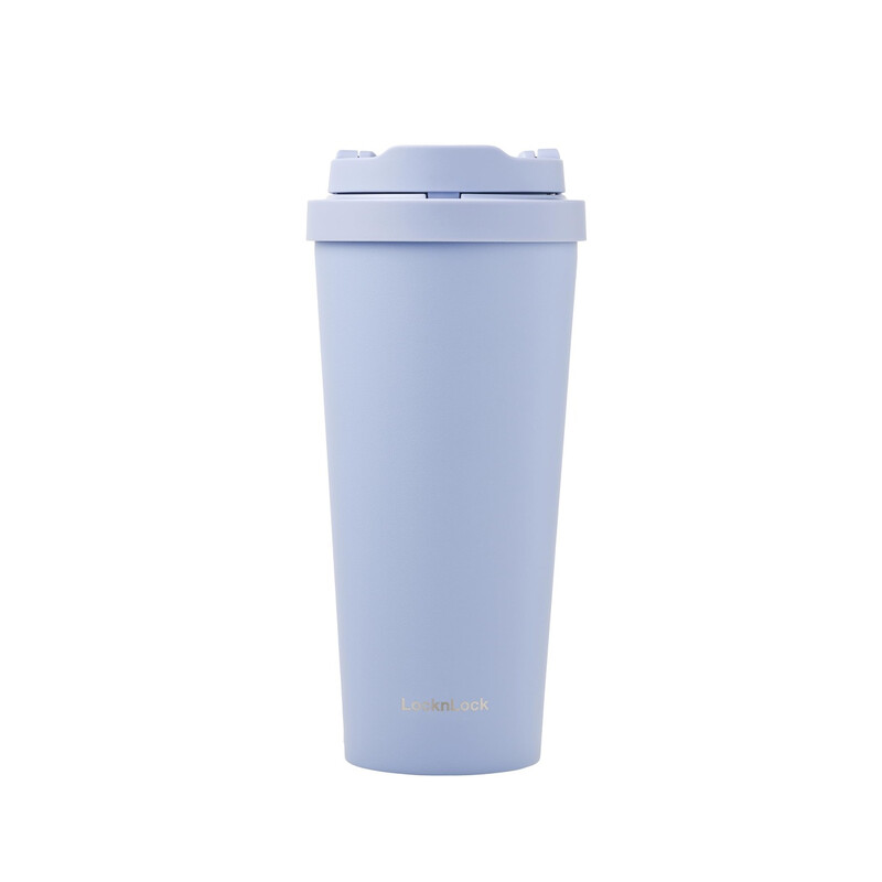 LocknLock Thermobecher 550 ml Edelstahl - Isolierbecher To Go, Auslaufsicher, Ein-Touch-Deckel, BPA-frei, Doppelwandig, Kaffeebecher für Büro, Auto, Reise (Blau, 550 ml)
