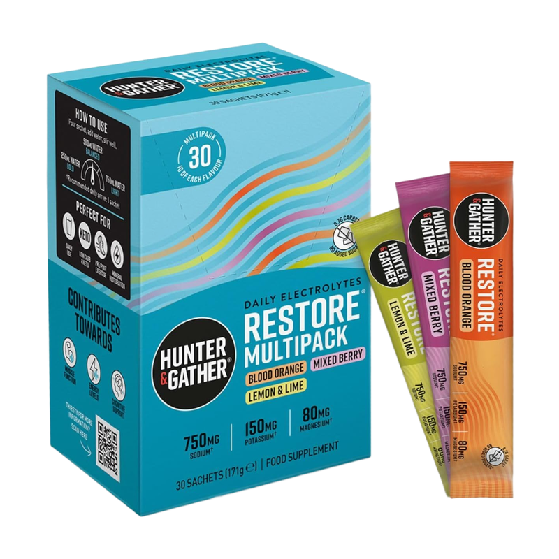 Hunter & Gather Orange/Pink Restore Electrolytes Variety Box Hydration Support Sachets - 30 Sachets