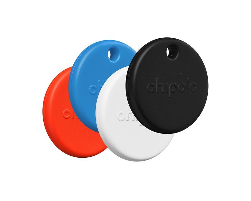 Chipolo POP 4er-Pack – Ortungs-Tag, kompatibel mit Apple Find My auf iPhone (Schwarz, Rot, Weiß, Blau)