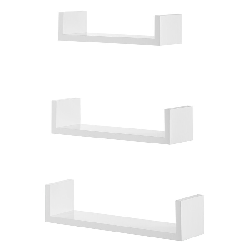 Songmics Set aus 3 Wandregalen U-förmige Schweberegale Kreative Lounge-Würfelregale aus MDF (Mitteldichte Faserplatte)