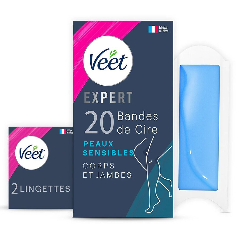 Veet expert bandes de cire froide corps peaux sensibles x20