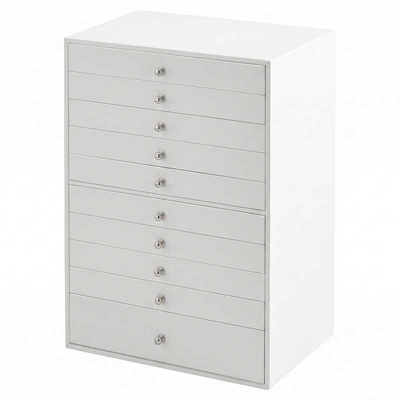 JOYFURNOS Sieradenorganizer met Lades, Grote Opbergbox, Moderne Cadeau-idee voor Slaapkamer, 10 Lagen, Wit