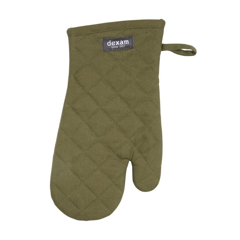 Single Oven Glove Love Colour 100% Cotton Olive Green