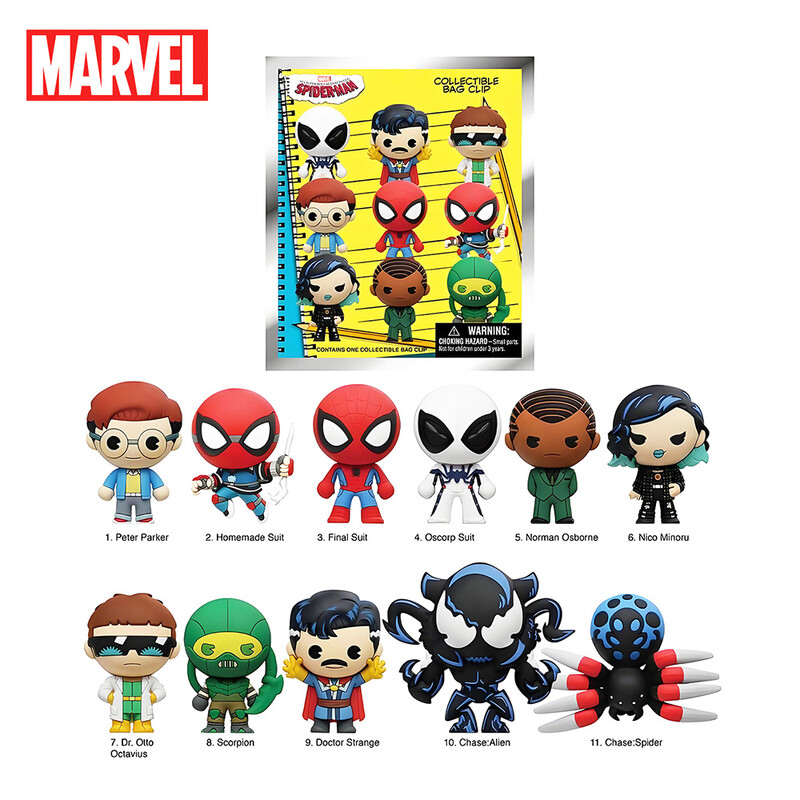 MARVEL Spider Man Series PVC Blind Bag Collectible Bag Clip One Size 1Pc Random Character Including Peter Parker Doctor Strange Norman Osborne Doctor Octavius Scorpion Nico Minoru Mystery Unboxing Surprise Figure For Fans Collection Backpack Accessory Birthday Gift