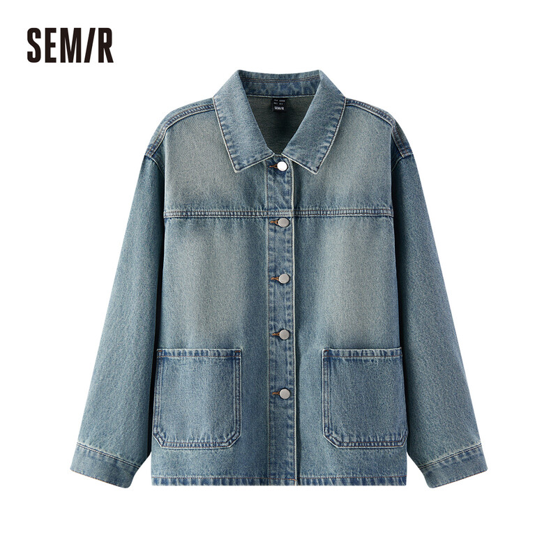 SEMIR Damen Jeansjacke: Leichtes Gelb Mud-Dyed Denim, Kurz geschnitten, lässige und vielseitige Mode in Gr. M
