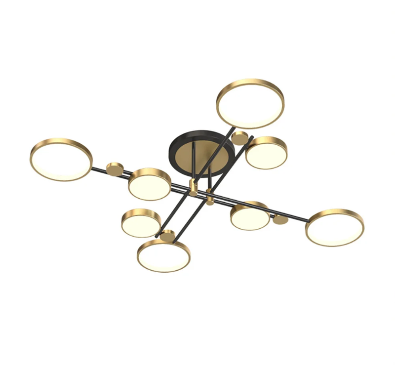Nordic Style Semi Flush Mount Lighting Gold/Black Ceiling Light Fixture LED Ring