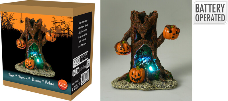 HALLOWEEN-BAUM MIT LED 12CM